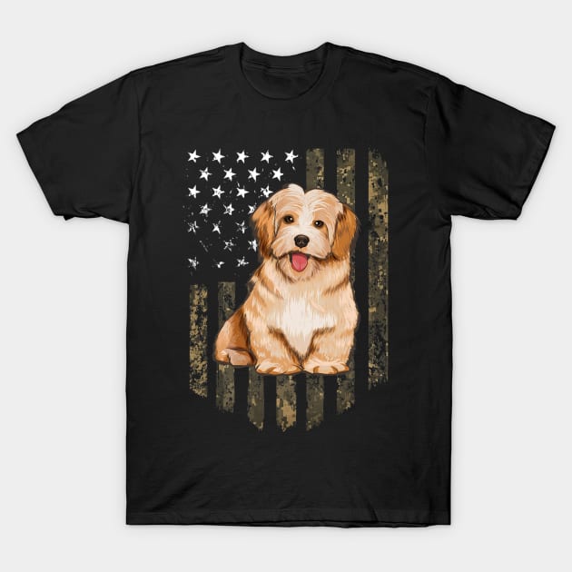 Havanese Camo American Flag 4Th Of July Usa T-Shirt by IainDodes